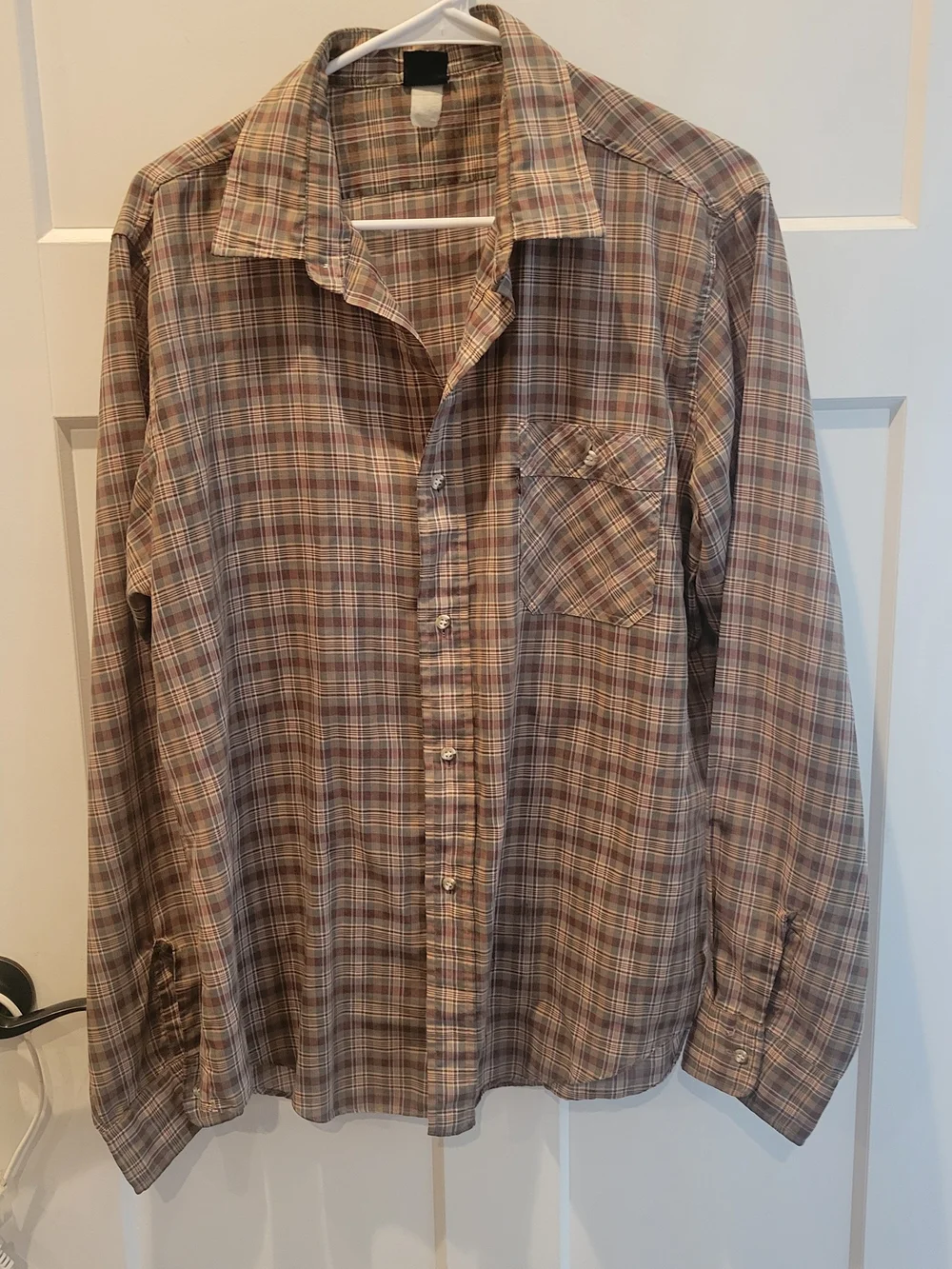 Vintage Levi's Plaid Button-Down Shirt - Brown/Tan Western Cowboy